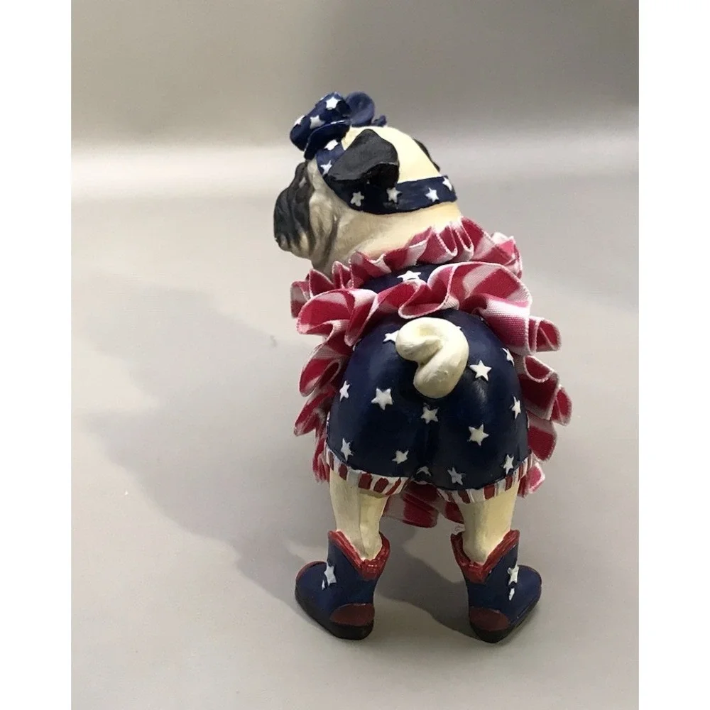 Westland‎ Patriotic Pug Lace Tutu And Collar With Cowboy Boots